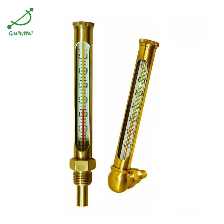 Round glass thermometer with protective case