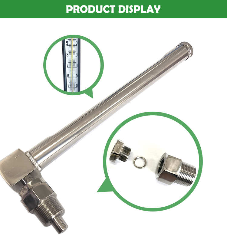 Round glass thermometer with protective case