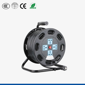 High quality plastic 50m professional four sockets-outlets cable reel