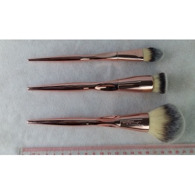 3pcs big size unicorn makeup brush set with coated plastic handle of rose gold color