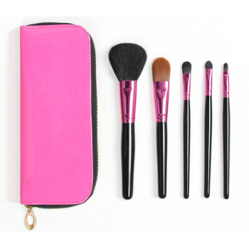 quality 5pcs makeup brush set with PU pouch for home and travel