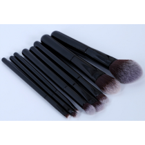 black color high quality 8pcs makeup brush set wood handle OEM service