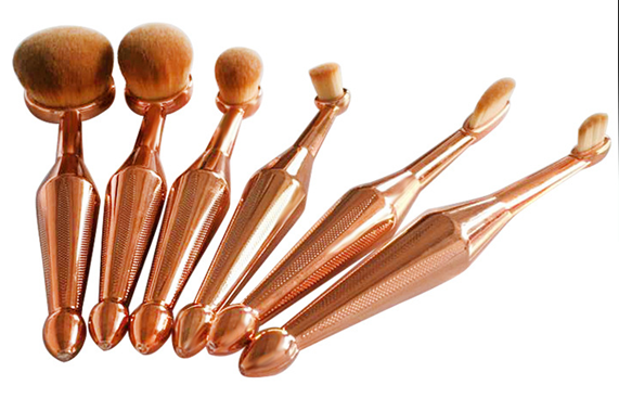 newest rose gold oval makeup brushes