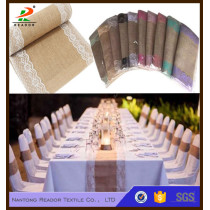 Colorful Burlap Table Runners With Lace Edge