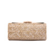 Fashion khaki lady embroidered small shoulder bag woven embroidery straw bag with chain