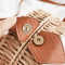 Custom small brown shoulder straw bag french rattan mini straw basket beach bag