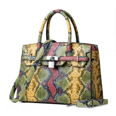 Paris elegance pu leather women snake skin pattern print messenger shoulder bag ladies handbag