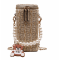 Creative classy crochet chain straw bag bamboo shoulder bag with pearl bear handle and zipper