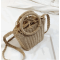 Fashionable women summer tote beach bag handbag straw string bag with round handle and long strap