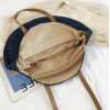 China luxury colorful tote bag handwoven round beach shoulder bag straw bag with leather handle