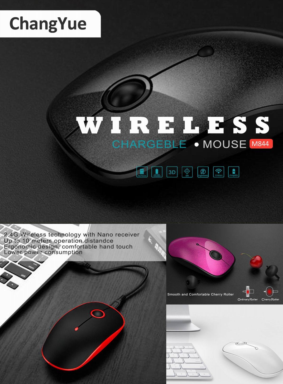 Slim Portable Rechargeable Wireless Optical Mouse For Desktop Laptop PC Computer