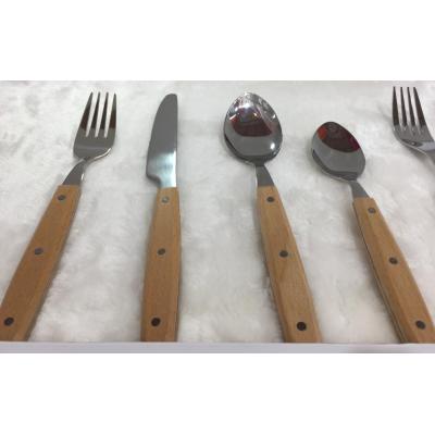stainless steel cutlery set with wooden handle