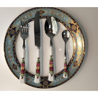 Stainless steel cutlery spoon ceramic dinnerware