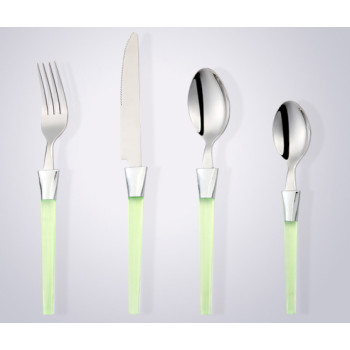 disposable plastic handle half tong stainless steel cutlery, dinnerware