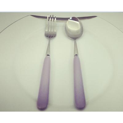 Purple ceramic handle fruit knife and fork