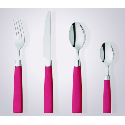Endurable resistant stainless steel cutlery set with plastic handle