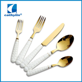 Rose gold metal ceramic handle cutlery
