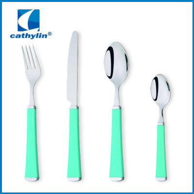 Cultery Set Plastic Handle Spoon And Fork With Hanging Flatware Set