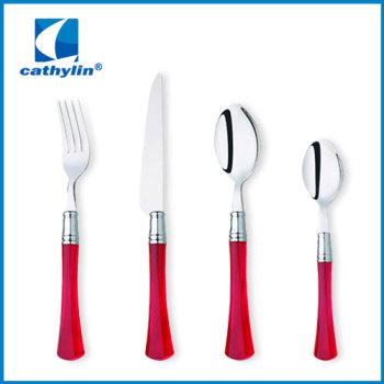 Plastic cultery set stainless steel flatware plastic handle spoon and fork