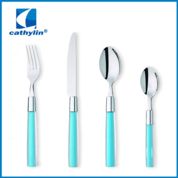wholesale stainless steel cultery set plastic handle