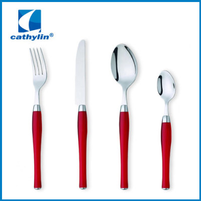 Flatware Set18/8 Stainless Steel Plain Plastic Handle Cutlery with Mirror Polish
