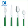 stainless cutlery; cheaper wooden color plastic handle cutlery