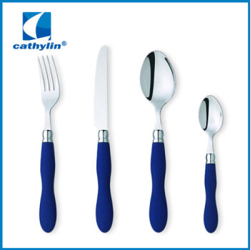 18/0 Stainless Steel Spoon & Fork with plastic handle