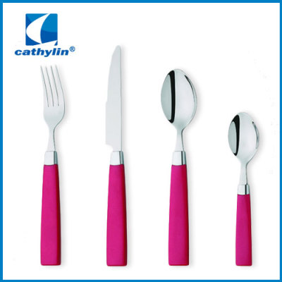 Plastic cultery set stainless steel flatware plastic handle spoon and fork