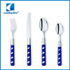 hot sale cultery set with colored plastic handle steel spoon and fork