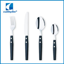 Plastic handle cutlery set with black handle