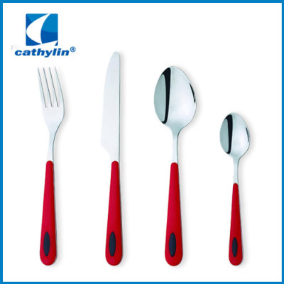 colored plastic handle stainless flatware
