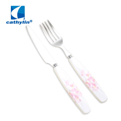 Porcelain Colorful Handle Fruit Small Stianless Steel Fork And Knife
