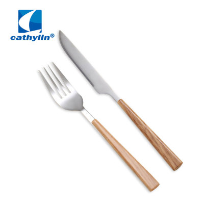 Plastic Handle Nice Wooden Design Fruit Fork And Knife Cutlery Set