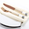 Rose Golden Stainless Steel Cutlery Set With Ceramic Handle Customized Deisgn