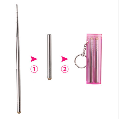 Portable travel retractable collapsible telescopic foldable metal stainless steel chopsticks with box