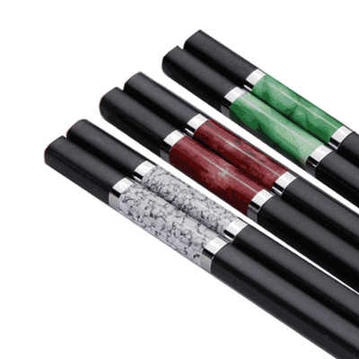High quality premium reusable personalized marble luxury alloy chopsticks wedding gift favors