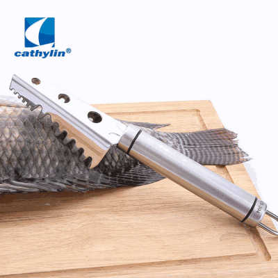 8 inch silver fast graters cleaner brush stainless steel fish scraping fish scale brush