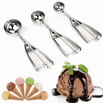 Manufacturers press and release meat ball stainless steel spoon ice cream scoop with easy trigger