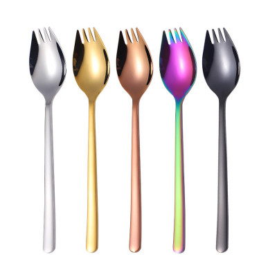 Wholesale customized reusable camping colorful 304 stainless steel metal titanium spork