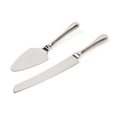 Luxury royal sliver stainless steel wedding knife cutter and cake server set