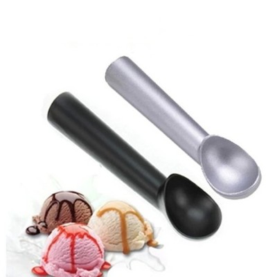 Manufacturers cheap metal aluminum alloy heavy black silver ball spoon warming  scoop for ice cream