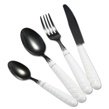 White Point Porcelain Handle Black Flatware 18/10 Stainless Steel Cutlery Sets With Ceramic Handle
