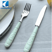 luxury 6pcs inox ceramic handle banquet cutlery set, home goods flatware