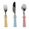 Stainless Steel Cartoon Pattern Cutlery Set With Two-color Striped Plastic Handle Children Flatware
