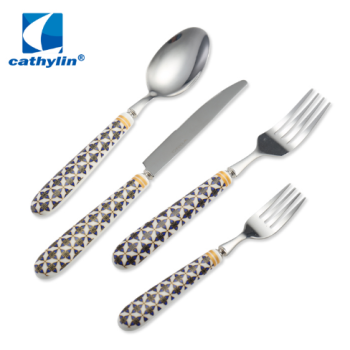 Stainless steel ceramic handle cutlery set for hotel