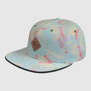 6 Panel Leather Patch Logo and Print Snapback Caps