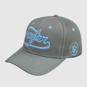 6 Panel Gray Embroidery Stretch-fit Cap