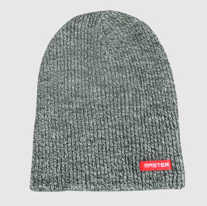 Gray Knitted Beanie With Woven Label