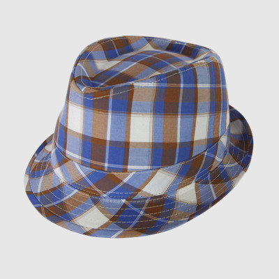Ckeck Gingham Cotton Fedora Hat