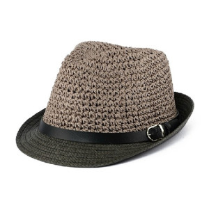 Brown Straw Hat With Black Brim